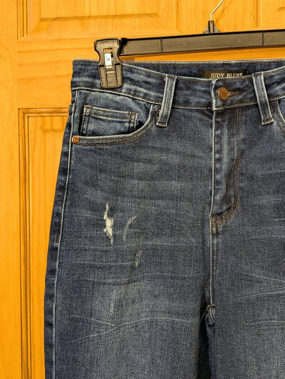 Judy Blue High Waist Dad Jeans Dark Wash Relaxed Distressed Straight 7/28 Denim - Picture 4 of 13